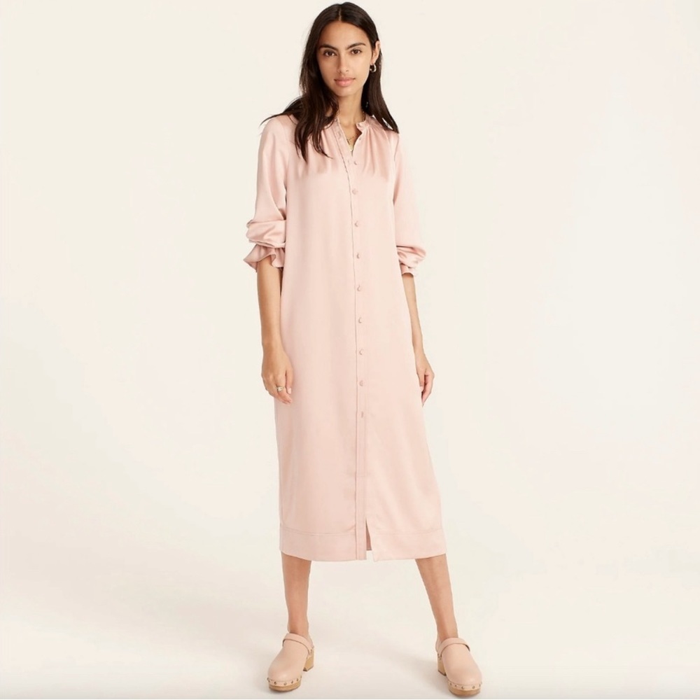 Drapey shirtdress in satin-back crepe ✨ - Picture 3 of 12